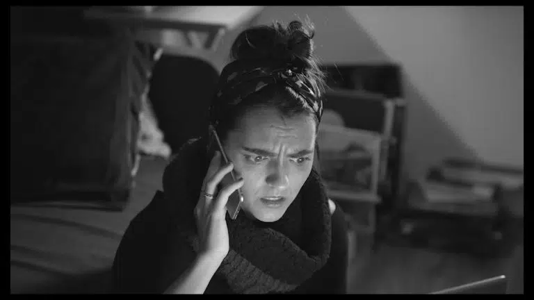 Black and white shot with negative space from the feature film The New Normal, filmed with Canon Cinema Cameras by London Cinematographer / DoP Ariel Artur, graded by Michał Herman.