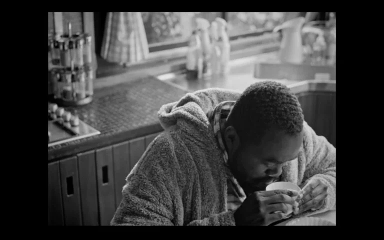 Black and white shot with negative space from the short film Fade, filmed with Canon Cinema Cameras by London Cinematographer / DoP Ariel Artur.